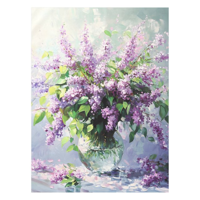 Lavender Blooming Lilac Bouquet Tablecloth (Front)