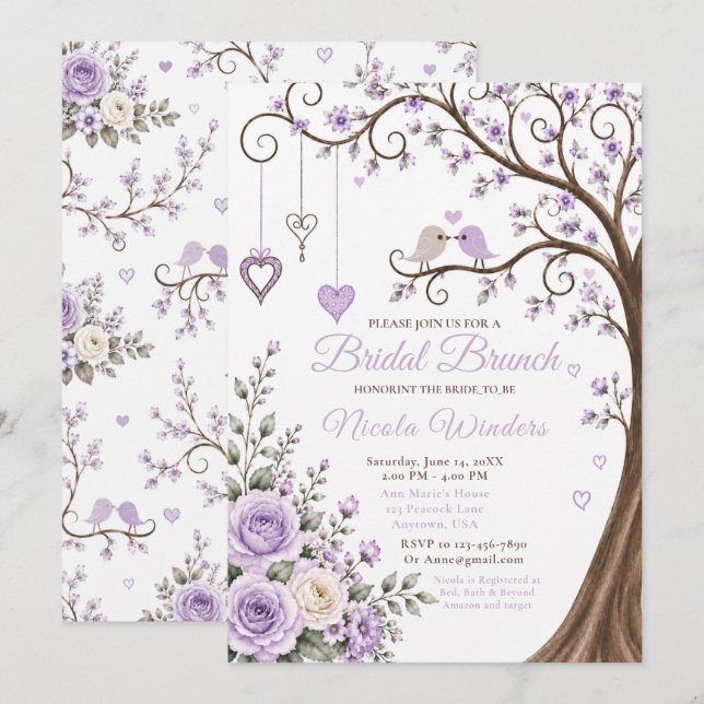 Lavender Blossom Bridal Brunch Invitation (Front/Back)