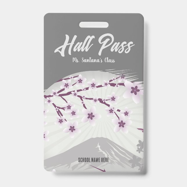 Lavender Blossom Hall Pass Badge (Front)