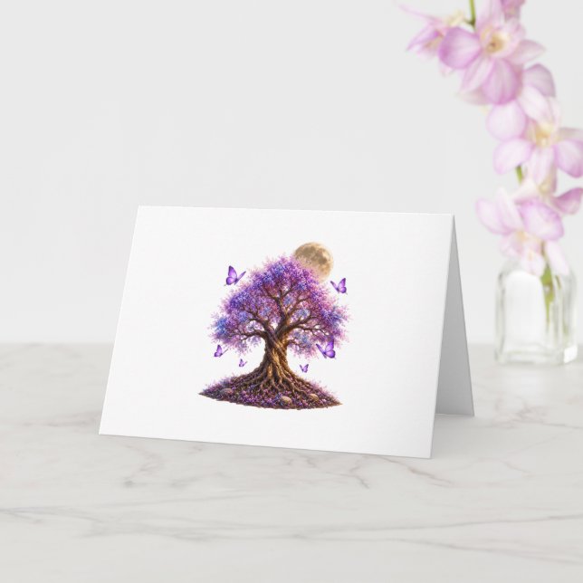 Lavender Blossom Moon Tree Greeting Card (Orchid)