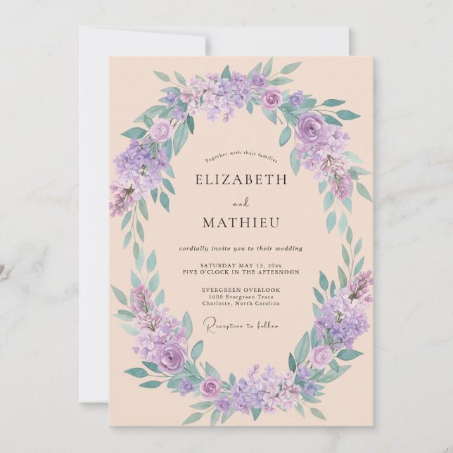 Lavender Blossom Spring Wedding Invitation (Front)
