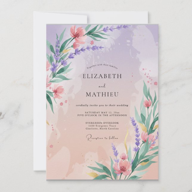 Lavender Blossom Whimsy Wedding Invitation (Front)