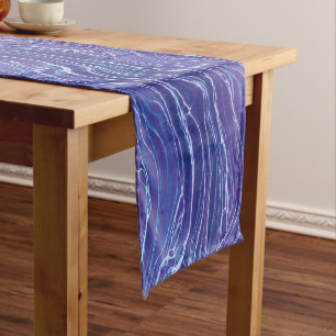 Lavender Blue Abstract Waves Pattern Short Table Runner