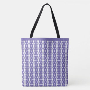 Lavender Blue and White Geometric Pattern Tote Bag