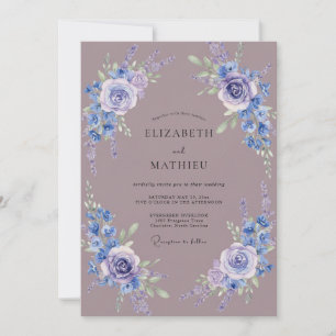 Lavender Blue Blossom Flourish Wedding Invitation