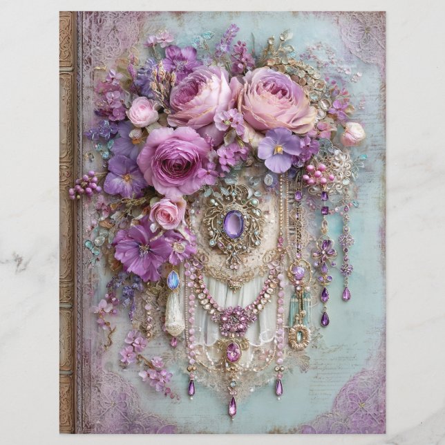 Lavender Blue Book Cover Scrapbook Paper (Front)
