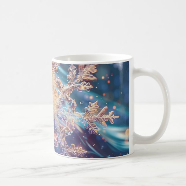 Lavender/Blue Christmas Snowflake Digital Art Coffee Mug (Right)