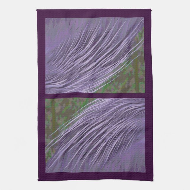 Lavender Blue Feathers Kitchen Towel (Vertical)