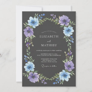Lavender Blue Floral Flourish Wedding Invitation