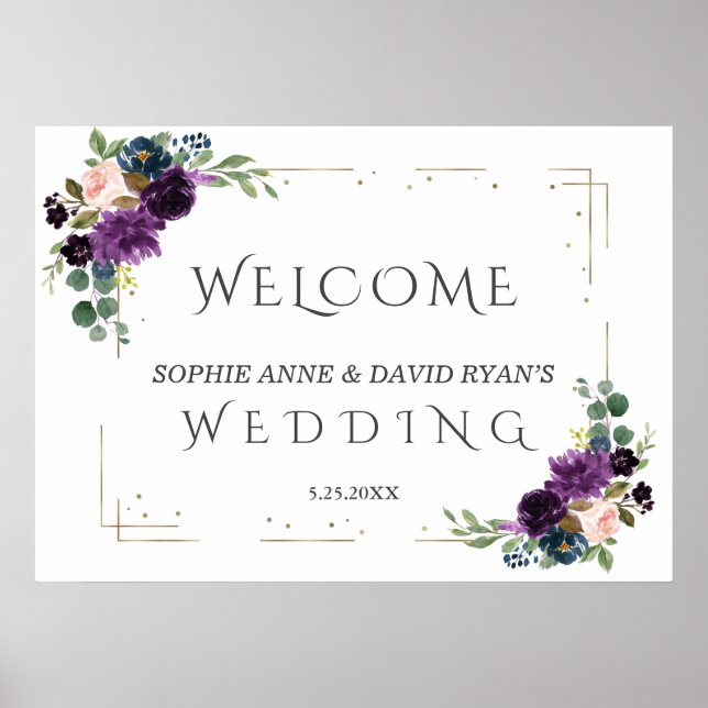 Lavender Blue Flowers or Mariage Affiche de bienve (Devant)