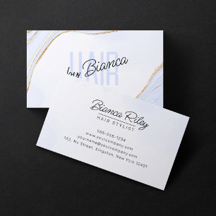 Lavender Blue Gold Glitter Agate Hairstylist Salon Business Card