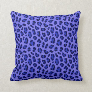 Lavender Blue Leopard Animal Print Skin Pattern  Throw Pillow