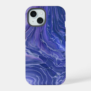 Lavender Blue Marble Acrylic Abstract iPhone 15 Case