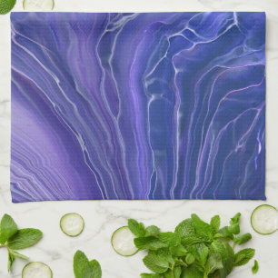 Lavender Blue Marble Acrylic Abstract Kitchen Towel