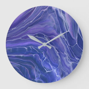 Lavender Blue Marble Acrylic Abstract Large Clock