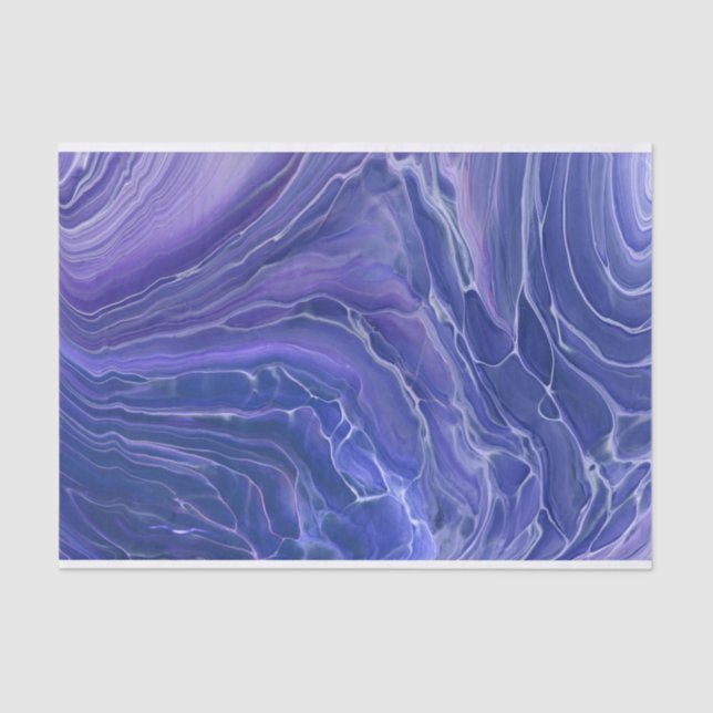 Lavender Blue Marble Acrylic Abstract Tissue Paper (Front)