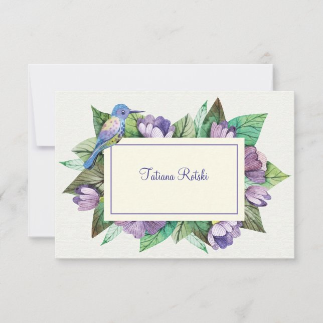 Lavender Blue Personalized Stationery Invitation (Front)