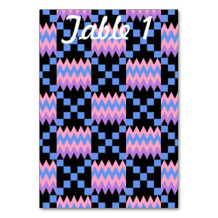 Lavender Blue Pink Kente Wedding Reception Table Number