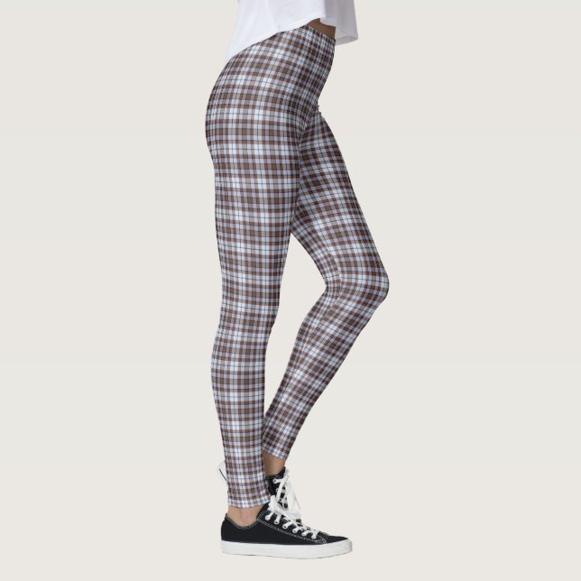 Lavender Blue Plaid Tartan Retro Color Leggings (Right)