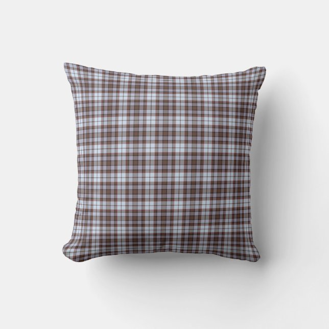 Lavender Blue Plaid Tartan Retro Color Throw Pillow (Front)