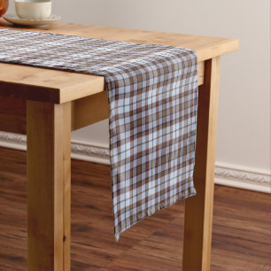Lavender Blue Plaid Tartan Retro Table Runner
