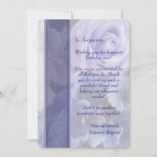 Lavender Blue Spring Rose Floral Birthday Card