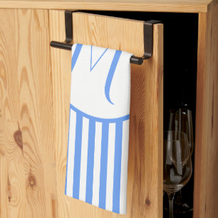 Lavender Blue Stripes Monogram Add Your Letter M  Kitchen Towel