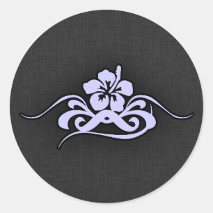 Lavender Blue Tropical Hibiscus Classic Round Sticker
