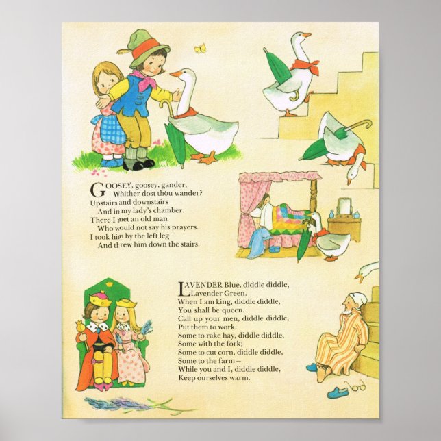 Lavender blue vintage Nursery Rhyme poster (Front)