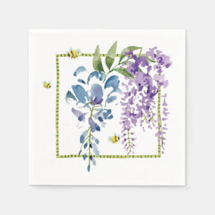 Lavender Blue Wistful Wisteria Watercolor Napkin