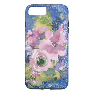 Lavender Blues Watercolor Floral Glitter Case-Mate iPhone Case