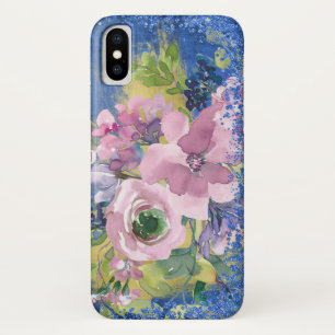 Lavender Blues Watercolor Floral Glitter Case-Mate iPhone Case