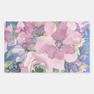 Lavender Blues Watercolor Floral Glitter Sticker