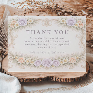 Lavender Blush Baroque Garden Wedding Thank You Card