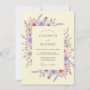 Lavender Blush Floral Flourish Wedding Invitation