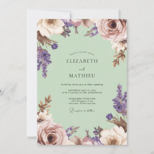 Lavender Blush Floral Romance Wedding Invitation