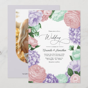 Lavender, Blush & Mint Floral Wedding Invitation