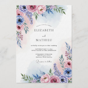 Lavender Blush Painterly Bloom Wedding Invitation