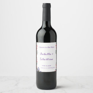 Lavender & Blush Pink Floral Wedding Wine Label