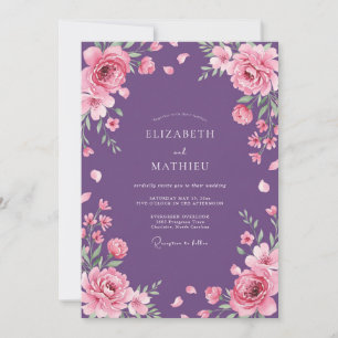 Lavender Blush Watercolor Floral Wedding Invitation