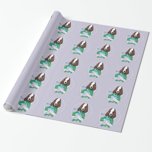 Lavender Boer Goat Christmas Wrapping Paper (Unrolled)