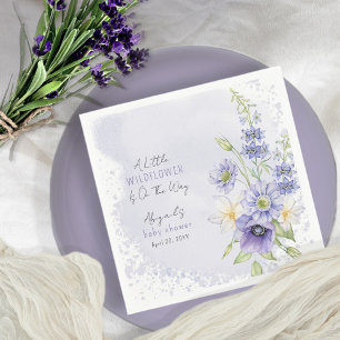 Lavender Boho A Little Wildflower Baby Shower Napkin