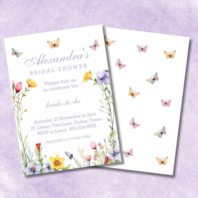 Lavender Boho Wildflower Spring Bridal Shower Invitation (Creator Uploaded)