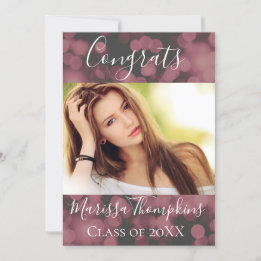 Lavender Bokeh Chic Graduation Card Invitation