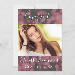 Lavender Bokeh Chic Graduation Invitation Card