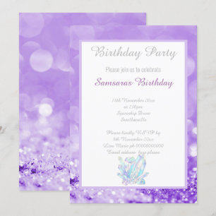 LAVENDER BOKEH CRYSTALS GEMS INVITATION ANNIVERSAI