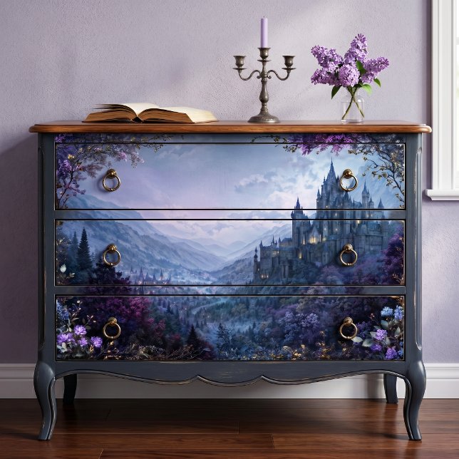 Lavender Border Moody Gothic Castle Tissue Paper (Creator Uploaded)