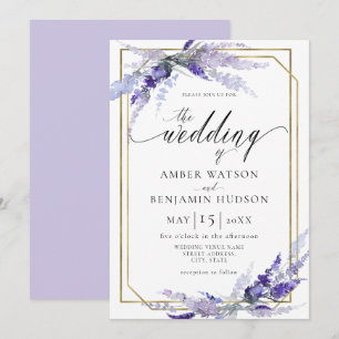 Lavender Botanical Floral Dusty Puple Wedding Invitation