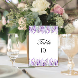 Lavender Botanical Floral Wedding Table Numbers