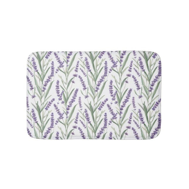 Lavender Botanical Pattern Bath Mat (Front)